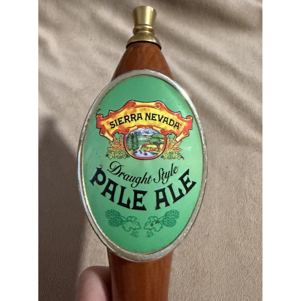 2 Sided Sierra Nevada Pale Ale 11.5" Beer Tap Handle Wood Keg Kegerator Man Cave
